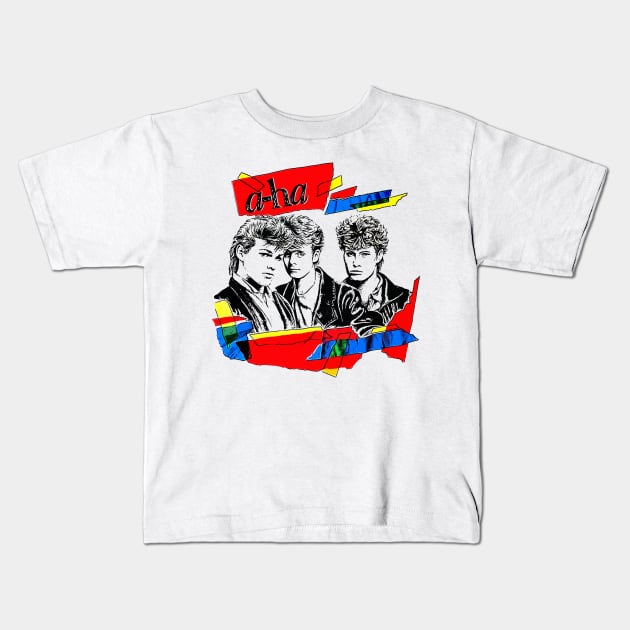 Vintage Styled 80s A-Ha Design Kids T-Shirt by DankFutura